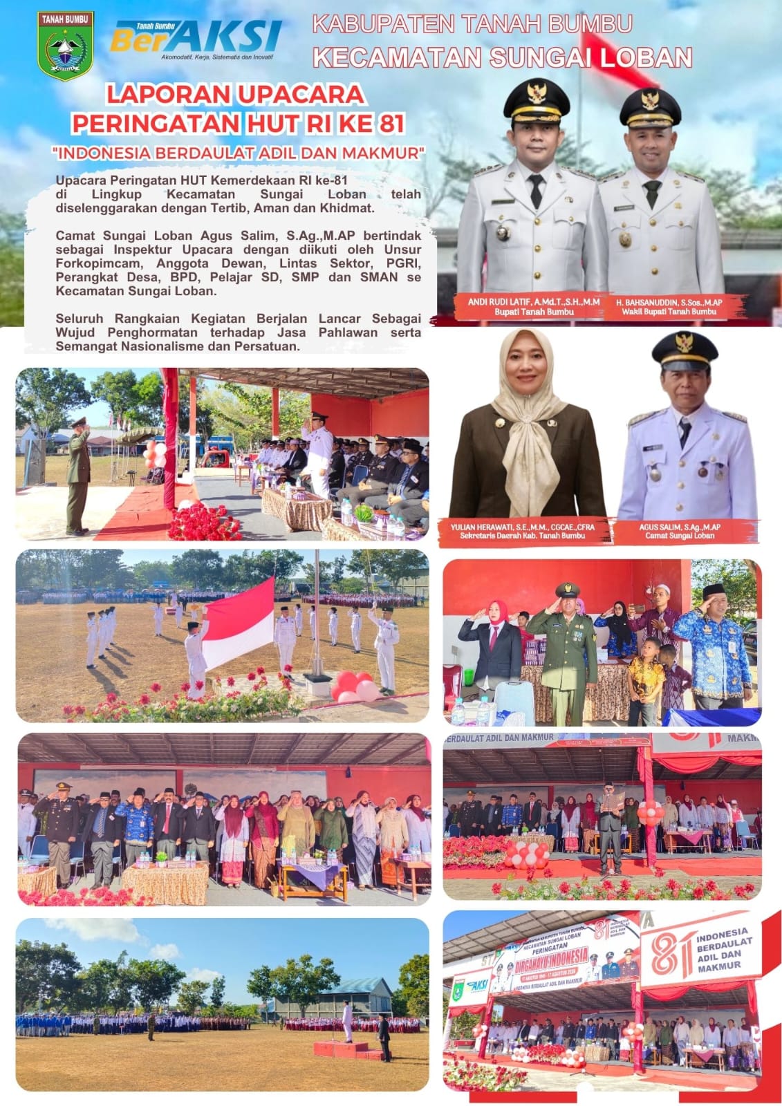 Detik Detik Peringatan HUT ke-81 Kemerdekaan RI di Kecamatan Sungai Loban Berlangsung Khidmat